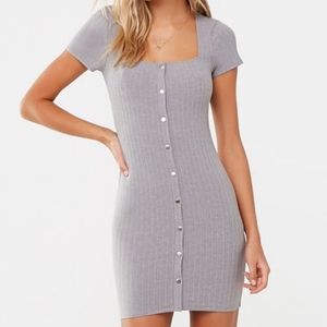 Grey Ribbed Mini Dress